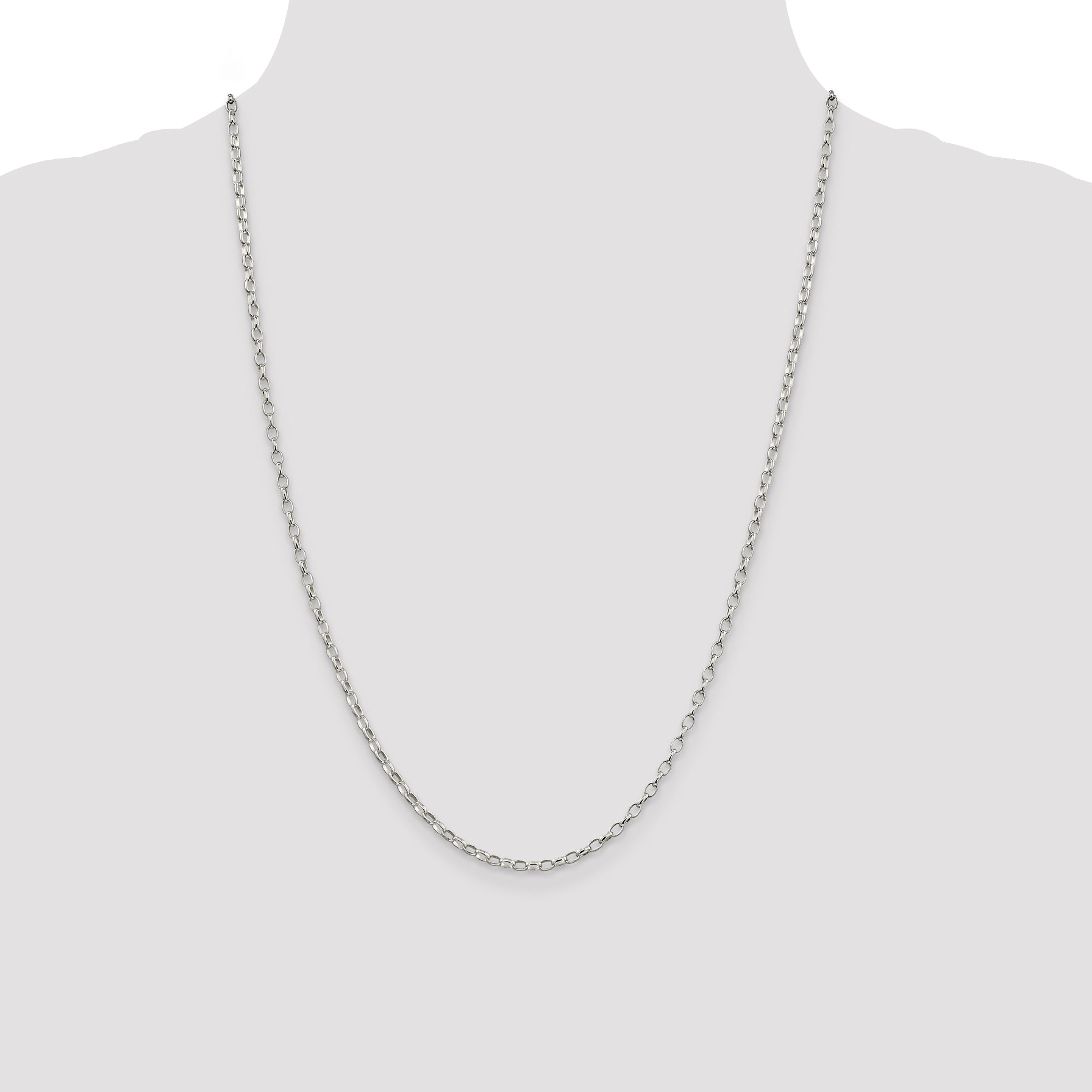 Sterling Silver 2.5mm Oval Fancy Rolo Chain