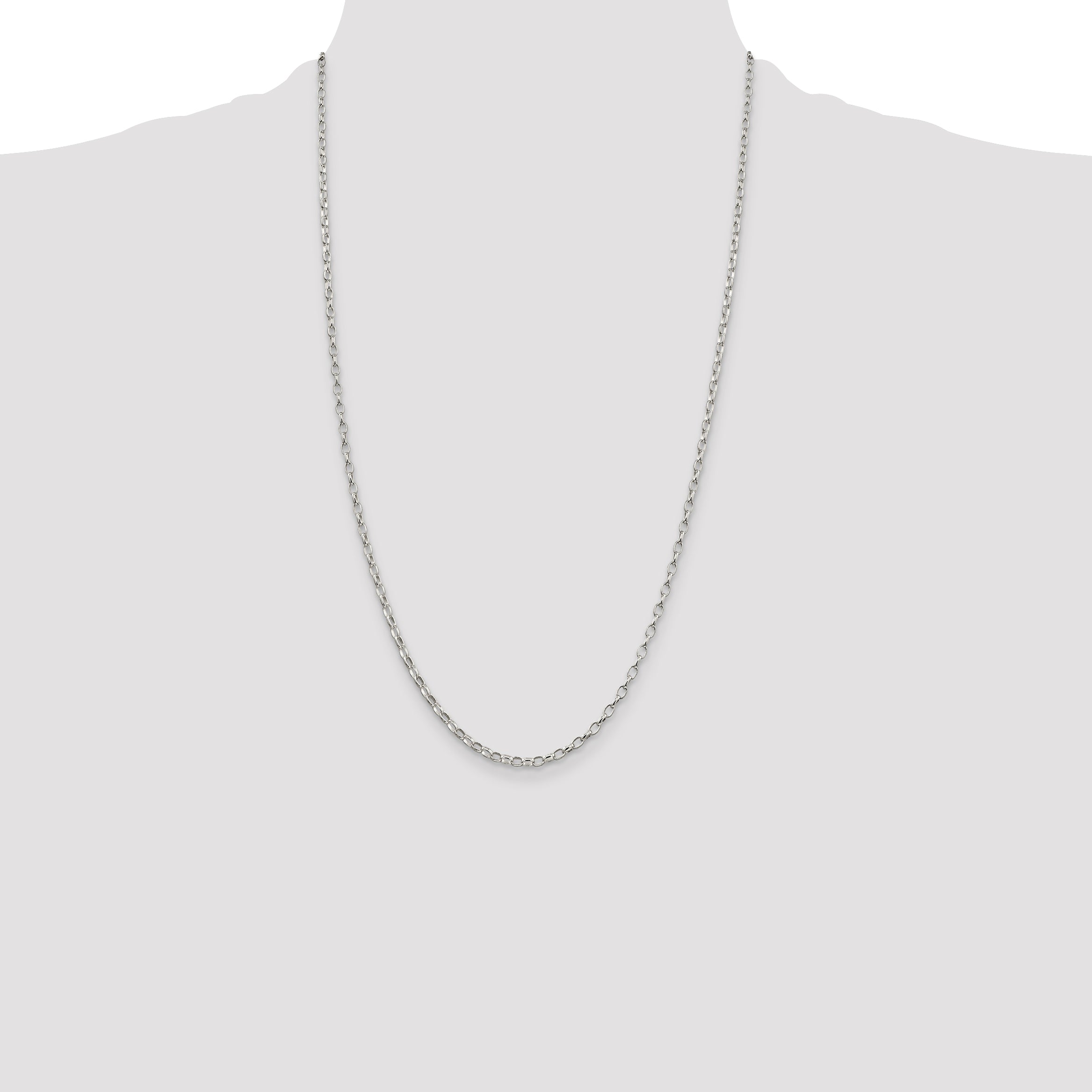 Sterling Silver 2.5mm Oval Fancy Rolo Chain