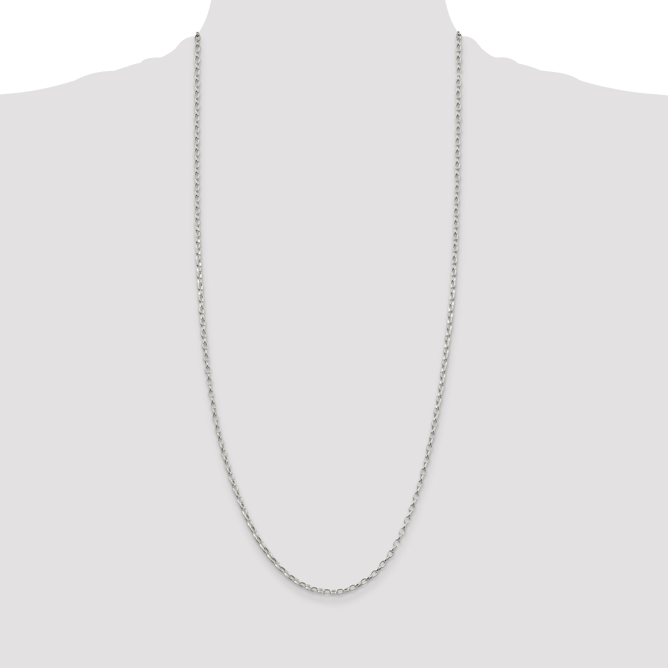 Sterling Silver 2.5mm Oval Fancy Rolo Chain