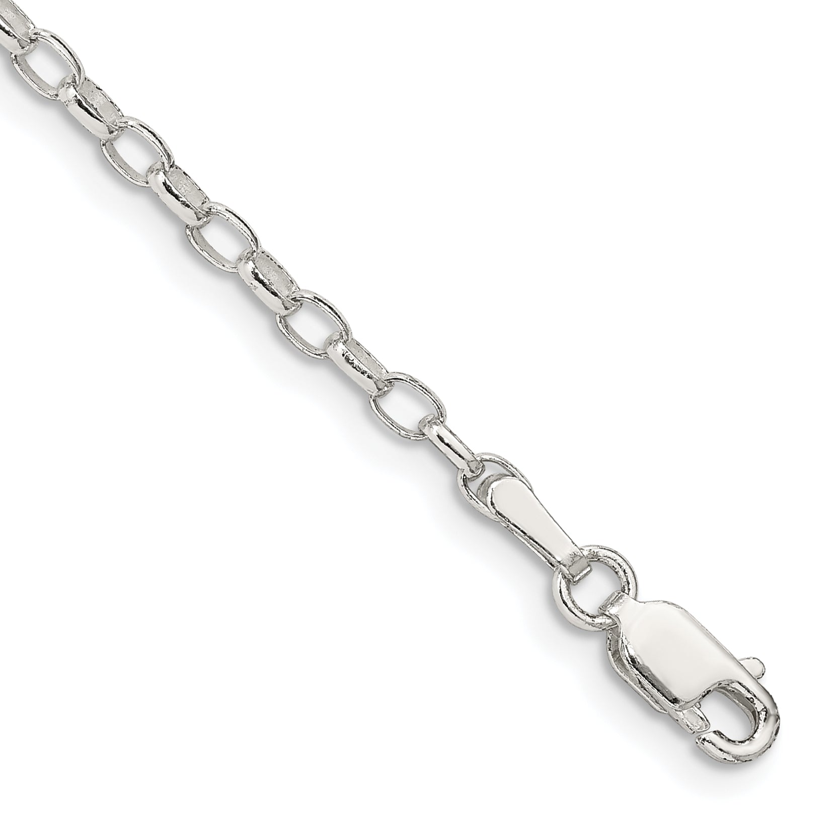 Sterling Silver 2.5mm Oval Fancy Rolo Chain Anklet