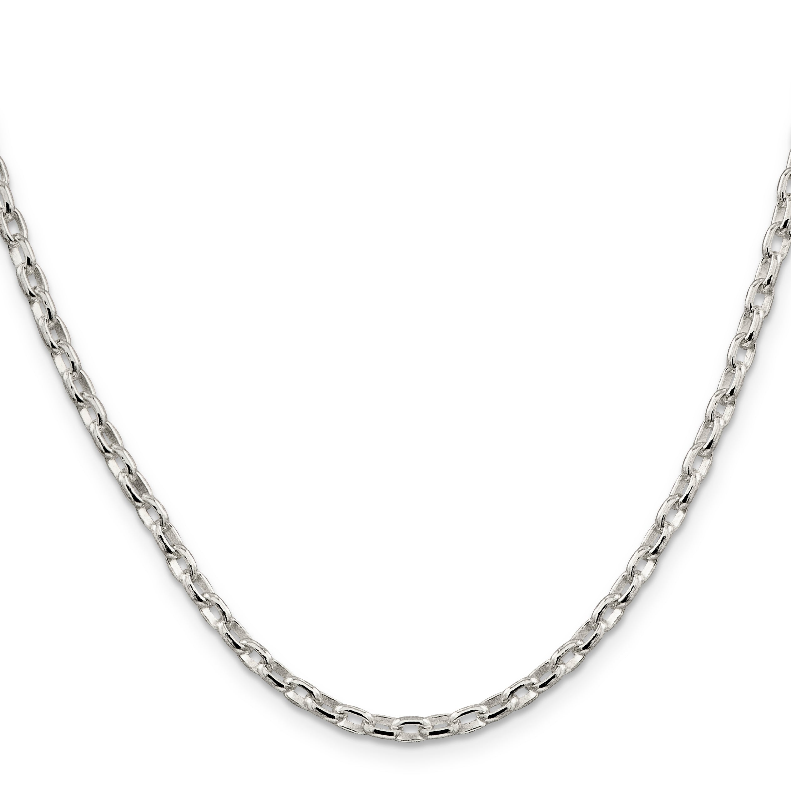 Sterling Silver 3.2mm Oval Fancy Rolo Chain