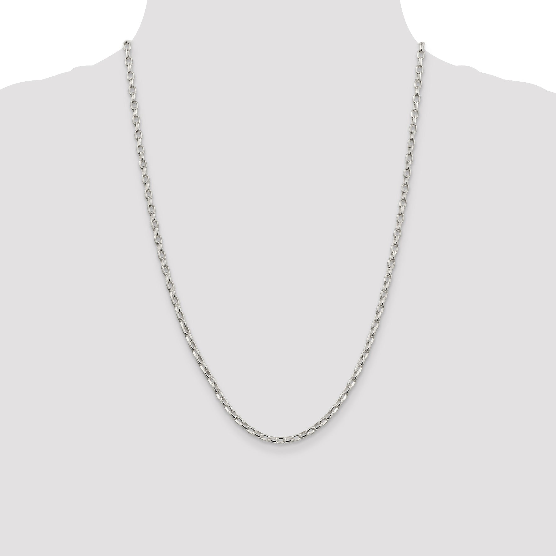 Sterling Silver 3.2mm Oval Fancy Rolo Chain