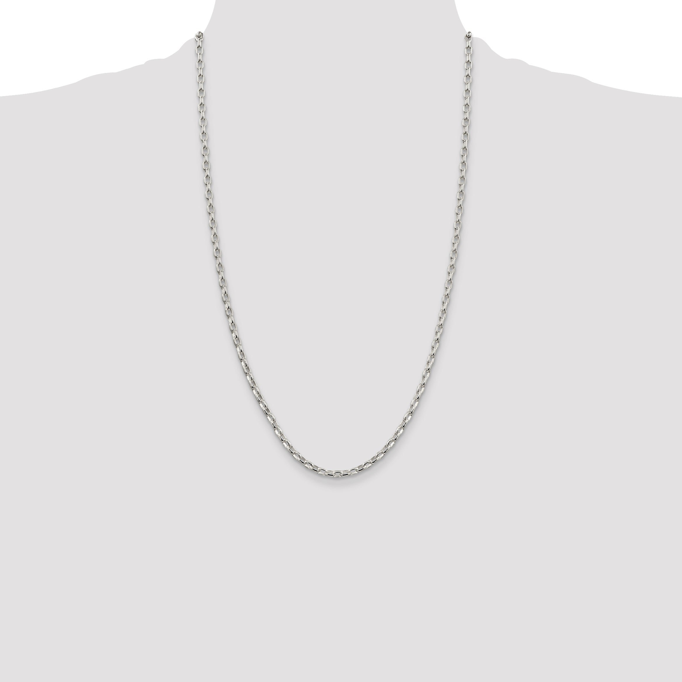 Sterling Silver 3.2mm Oval Fancy Rolo Chain