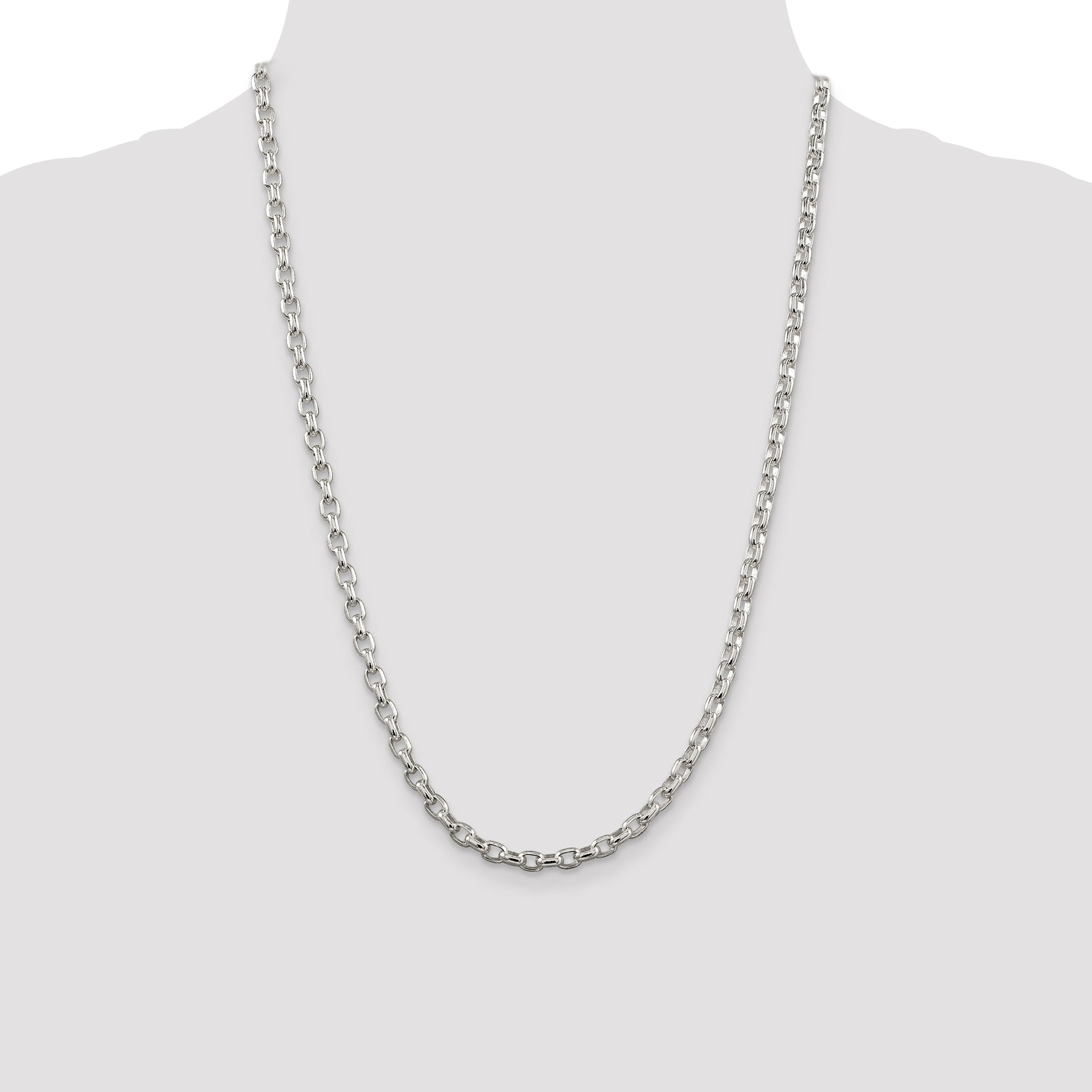 Sterling Silver 4.4mm Oval Fancy Rolo Chain