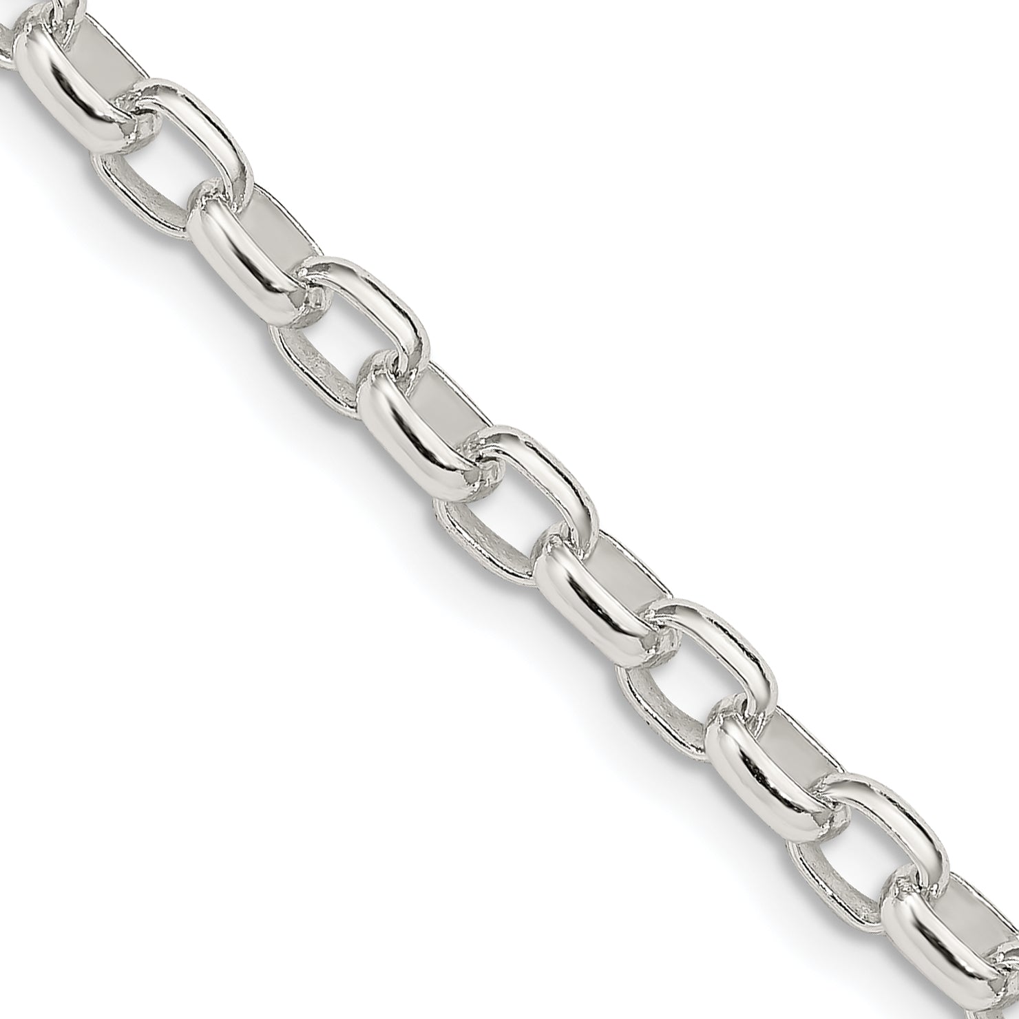 Sterling Silver 4.4mm Oval Fancy Rolo Chain