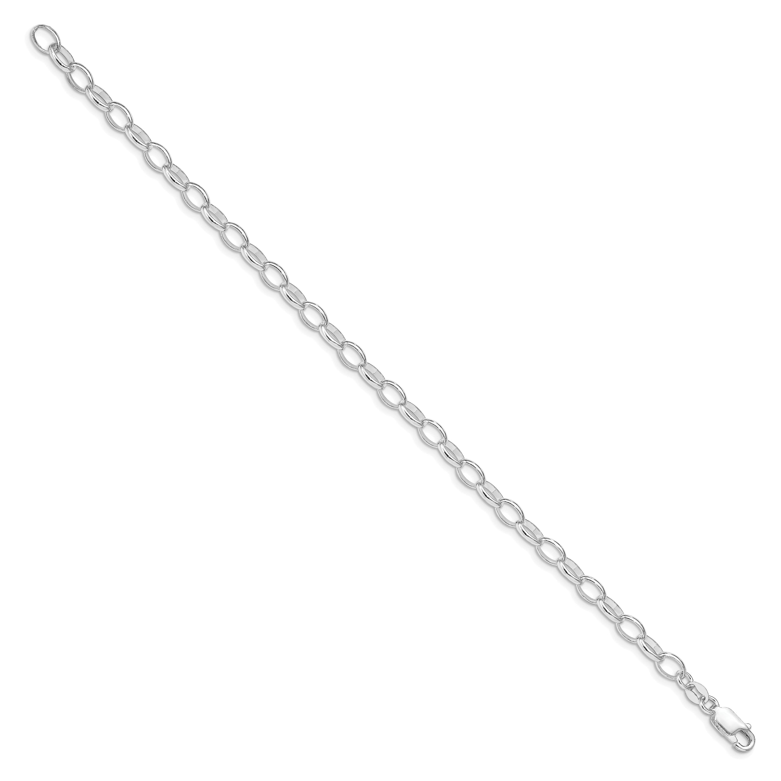 Amore La Vita Sterling Silver Rhodium-plated Polished 5mm 8 inch Rolo with Lobster Clasp Charm Bracelet