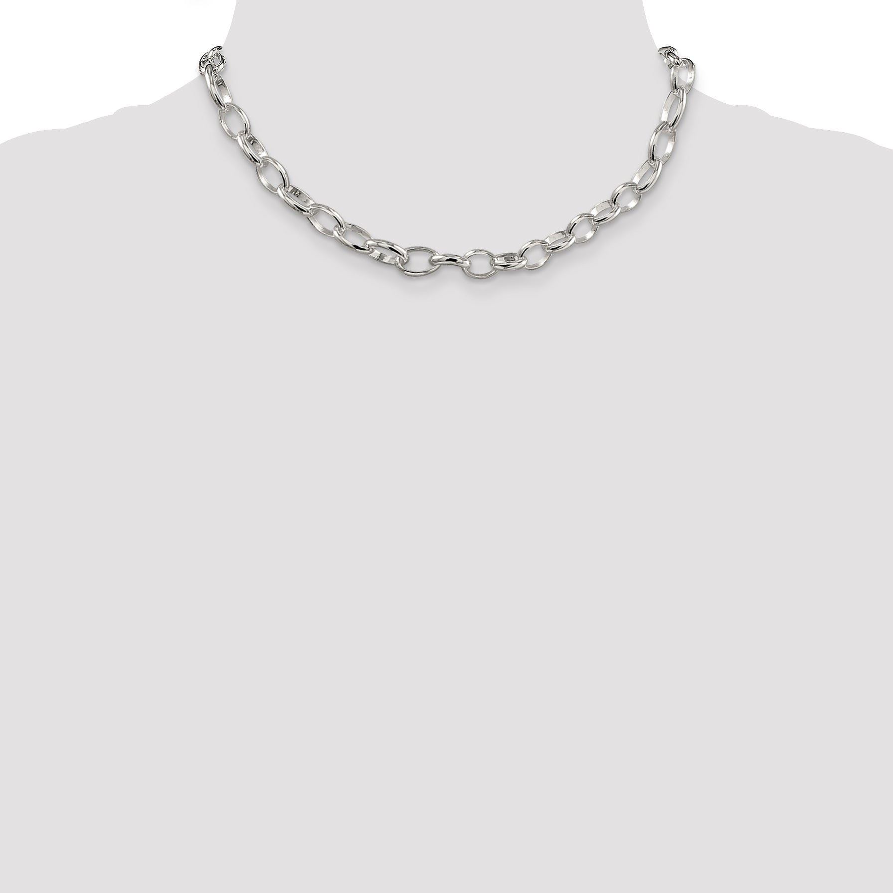 Sterling Silver 8mm Fancy Rolo Chain