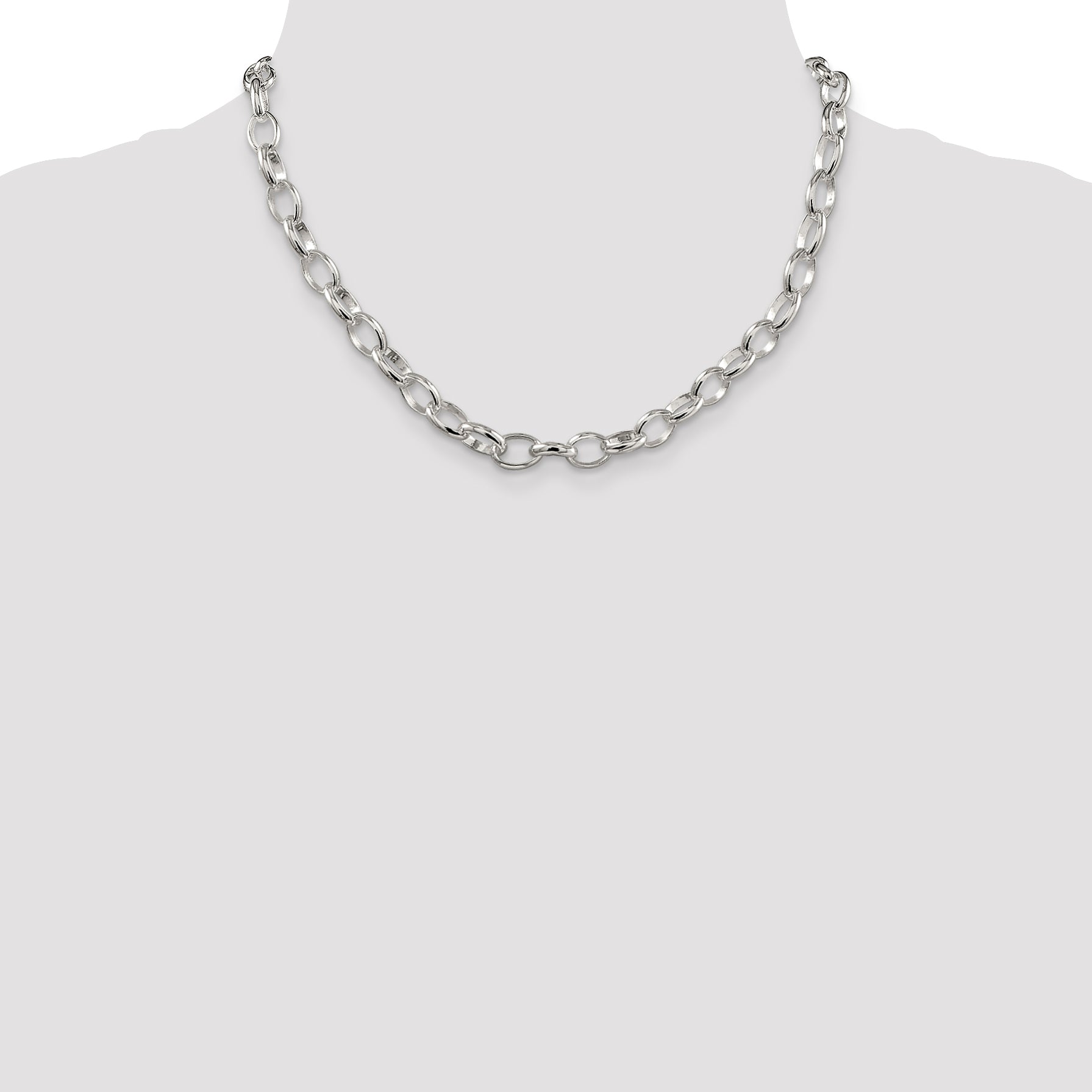 Sterling Silver 8mm Fancy Rolo Chain