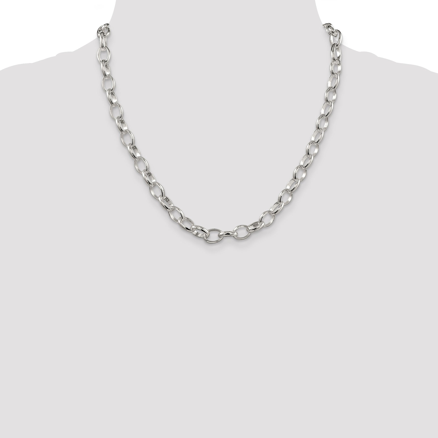 Sterling Silver 8mm Fancy Rolo Chain