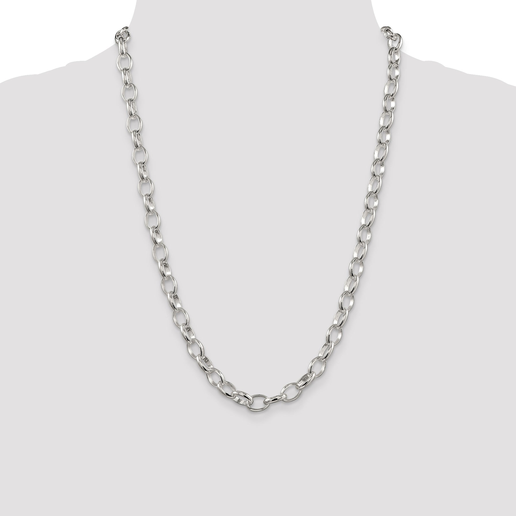 Sterling Silver 8mm Fancy Rolo Chain