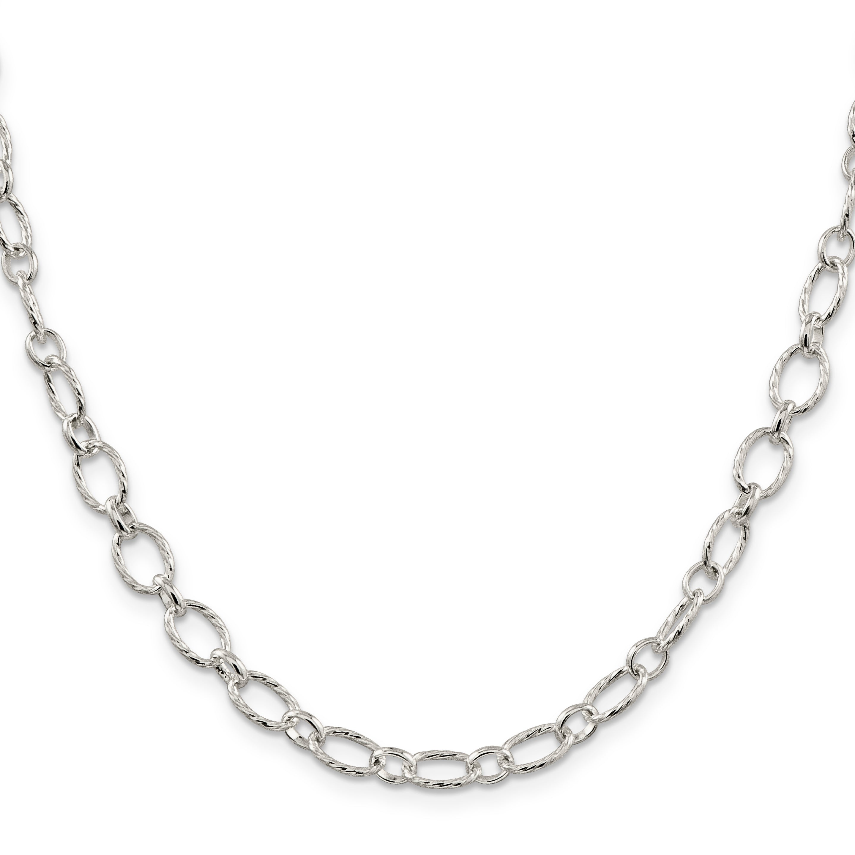 Sterling Silver 6.1mm Fancy Patterned Rolo Chain