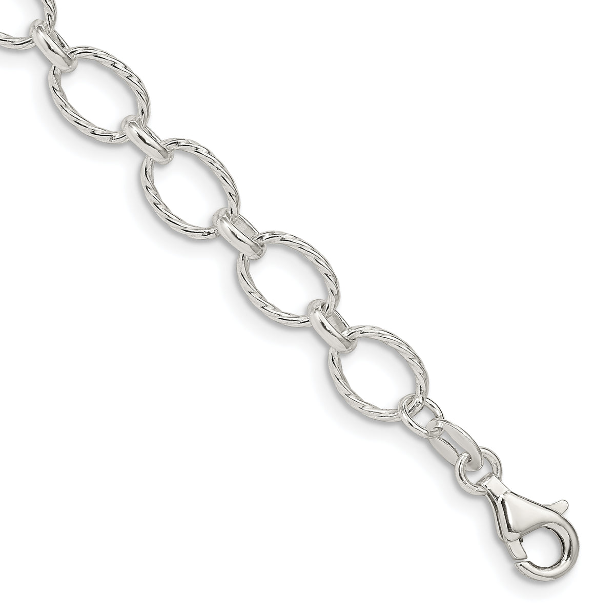 Sterling Silver 6.1mm Fancy Patterned Rolo Chain