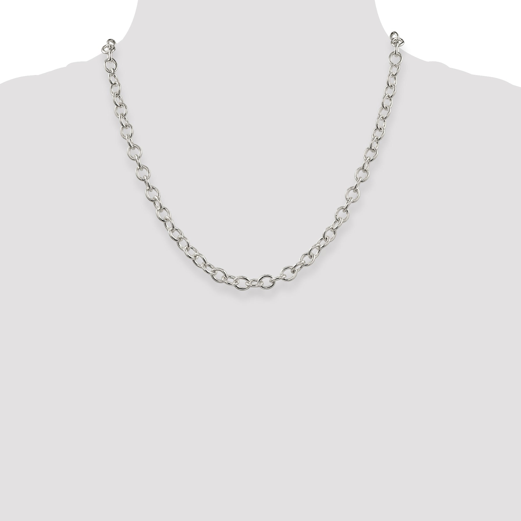 Sterling Silver 6.8mm Oval Cable Chain