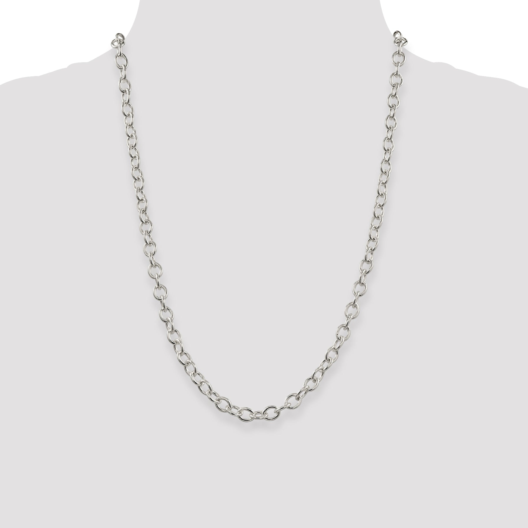 Sterling Silver 6.8mm Oval Cable Chain