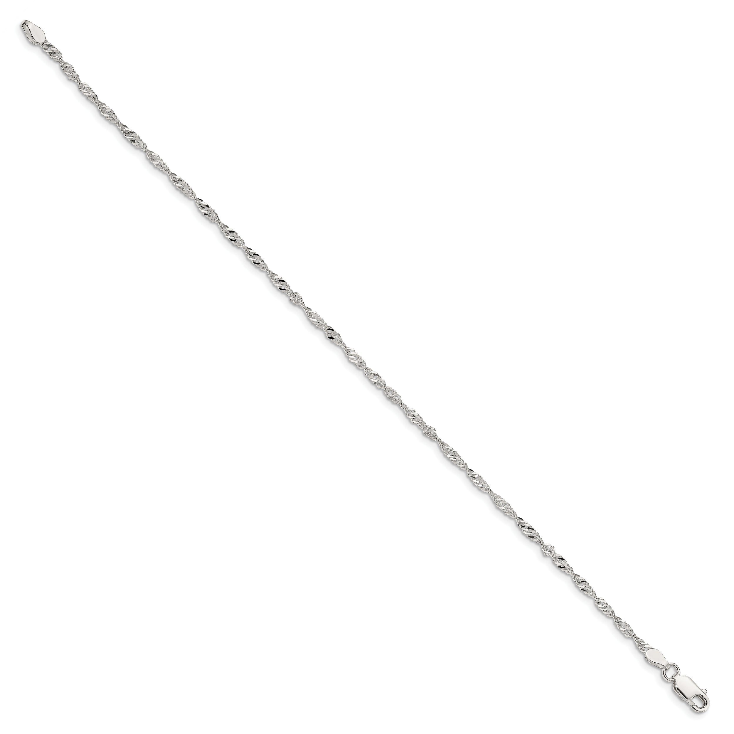 Sterling Silver 2mm Singapore Chain Anklet