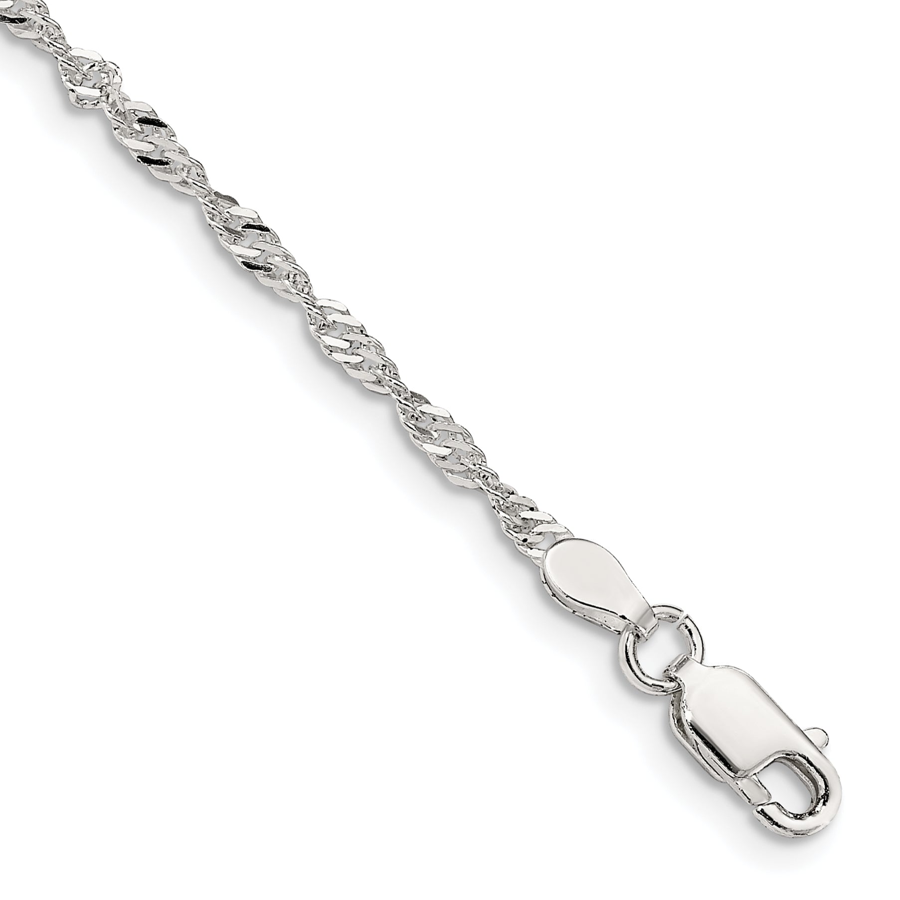 Sterling Silver 2mm Singapore Chain Anklet