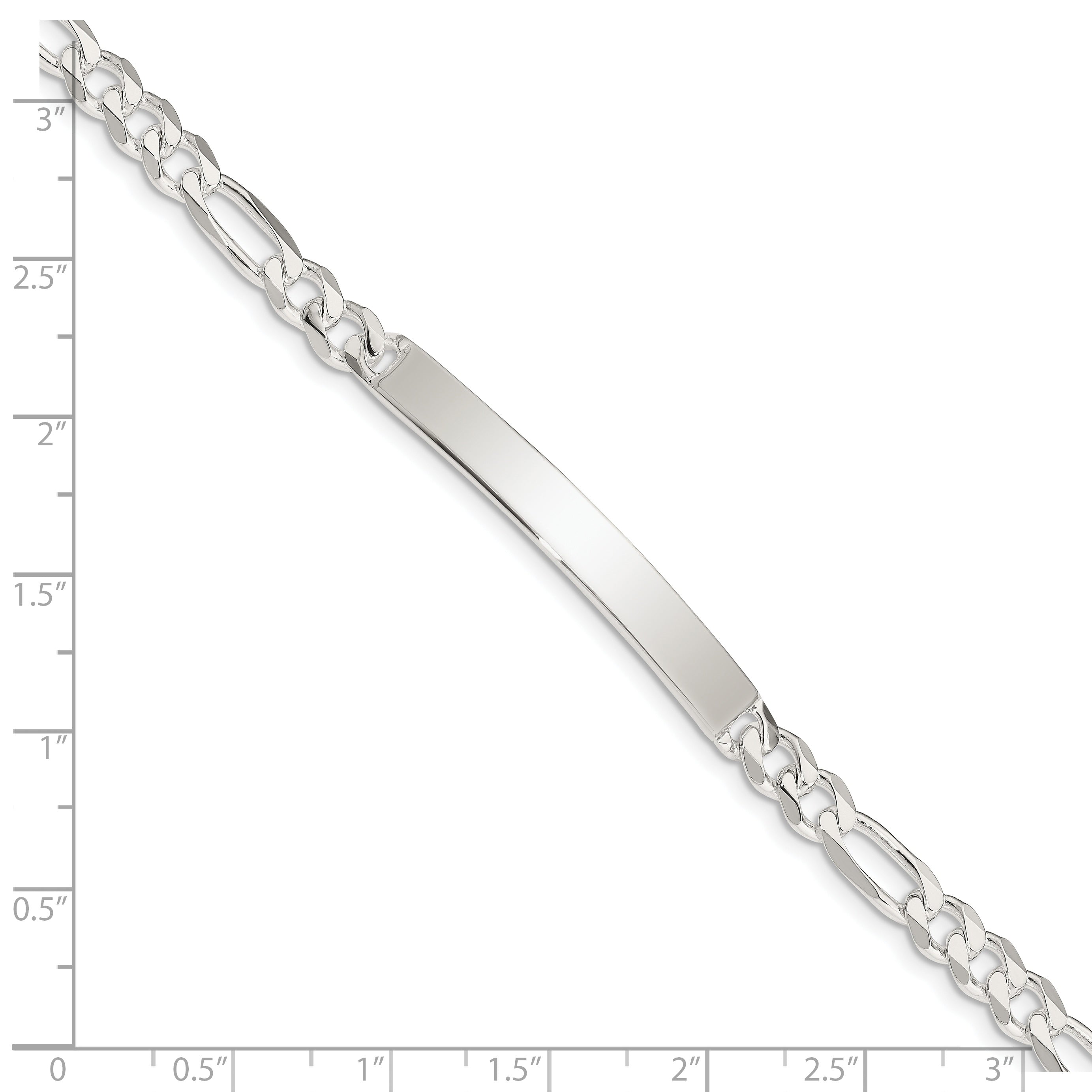 Sterling Silver Figaro Link ID Bracelet