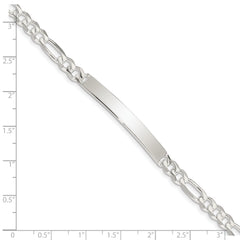 Sterling Silver Figaro Link ID Bracelet