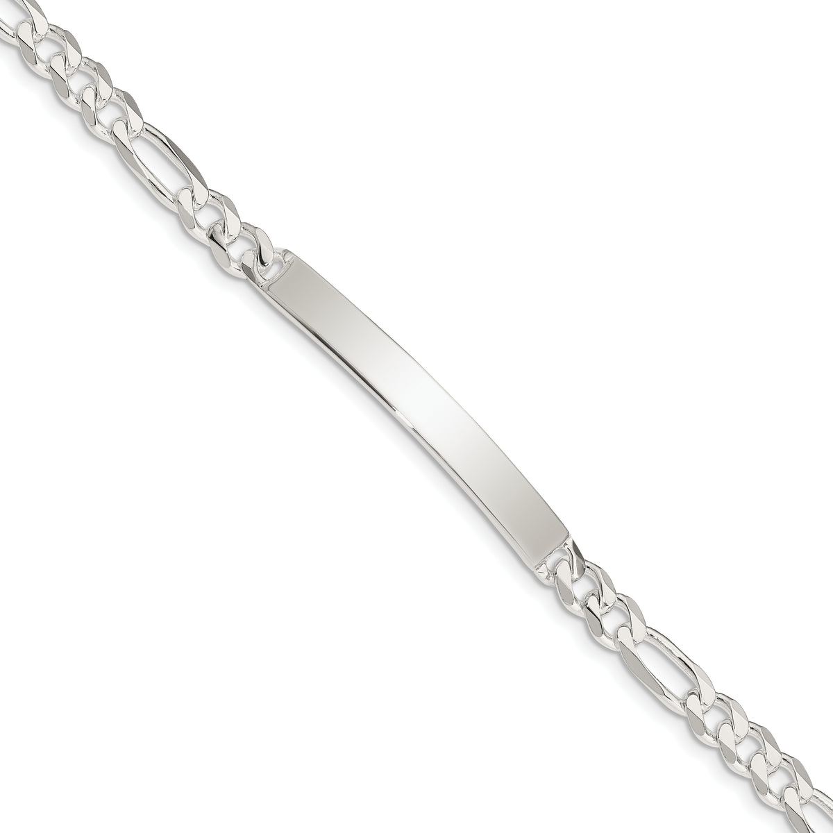 Sterling Silver Figaro Link ID Bracelet