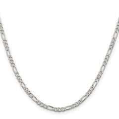 Sterling Silver 3mm Pav‚ Flat Figaro Chain