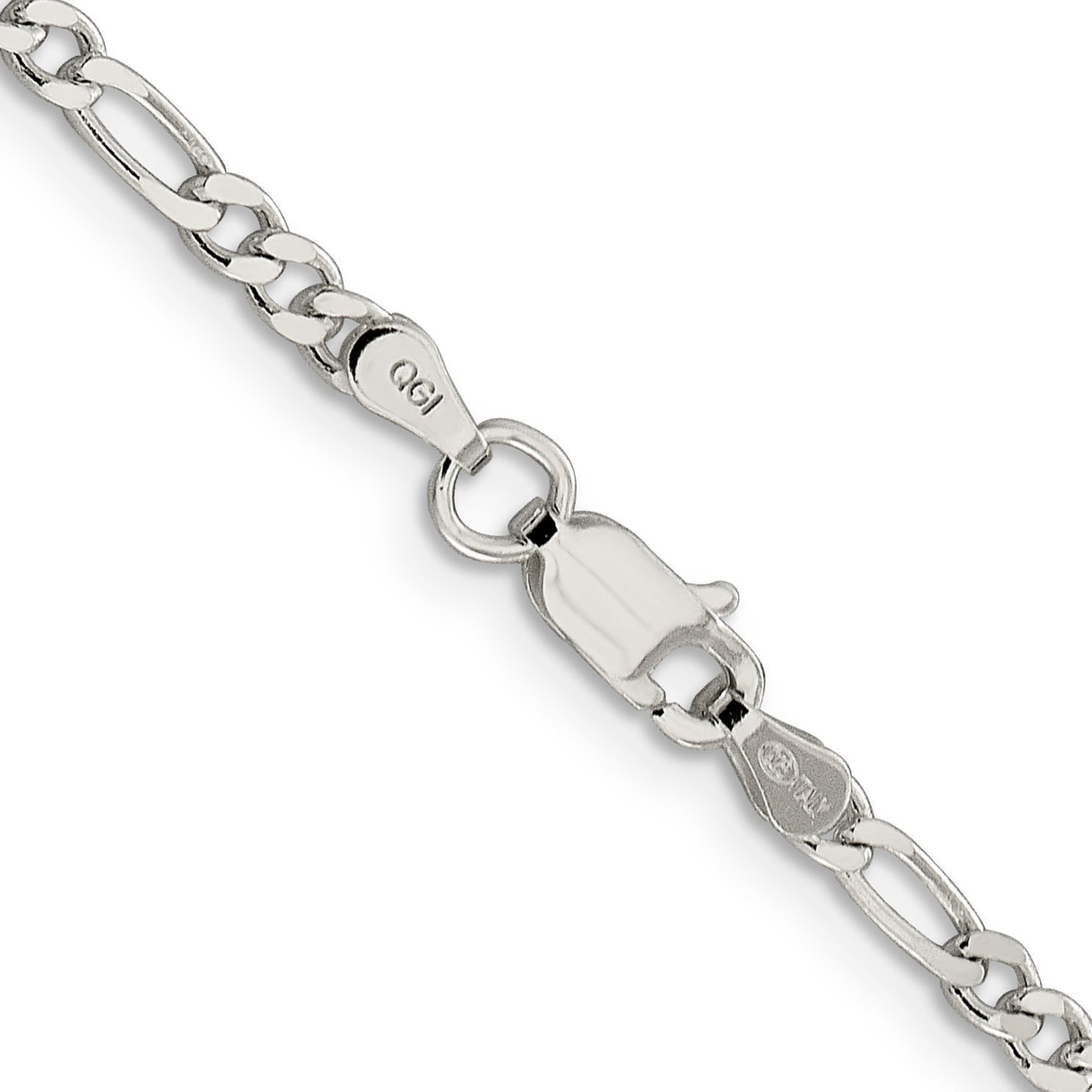 Sterling Silver 3mm Pav‚ Flat Figaro Chain