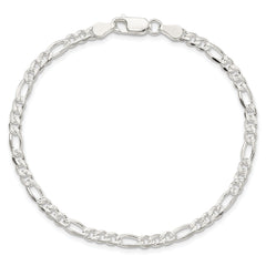 Sterling Silver 4mm Pav‚ Flat Figaro Chain