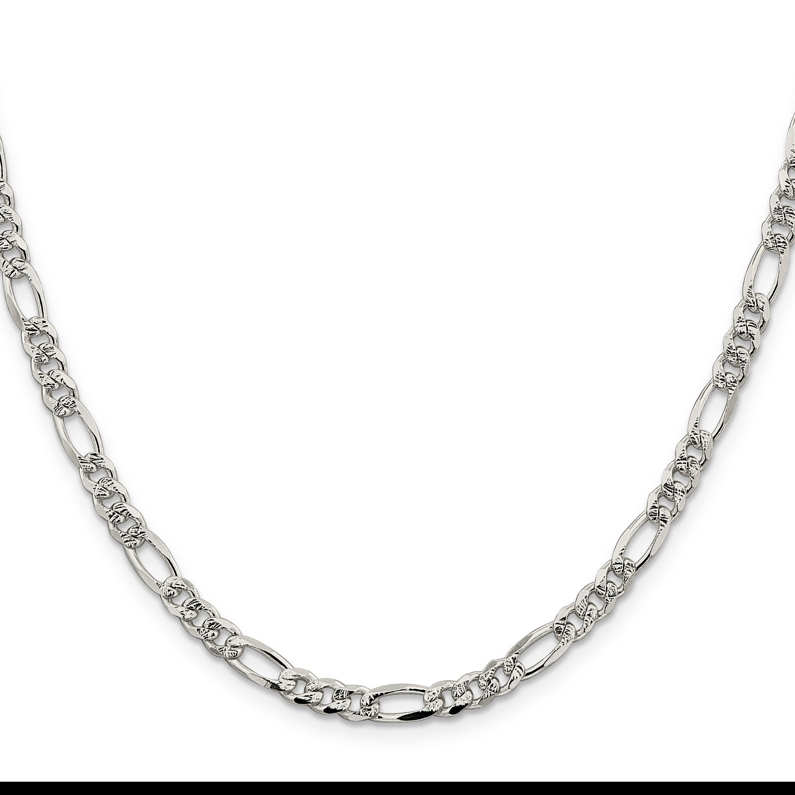 Sterling Silver 4.75mm Pav‚ Flat Figaro Chain