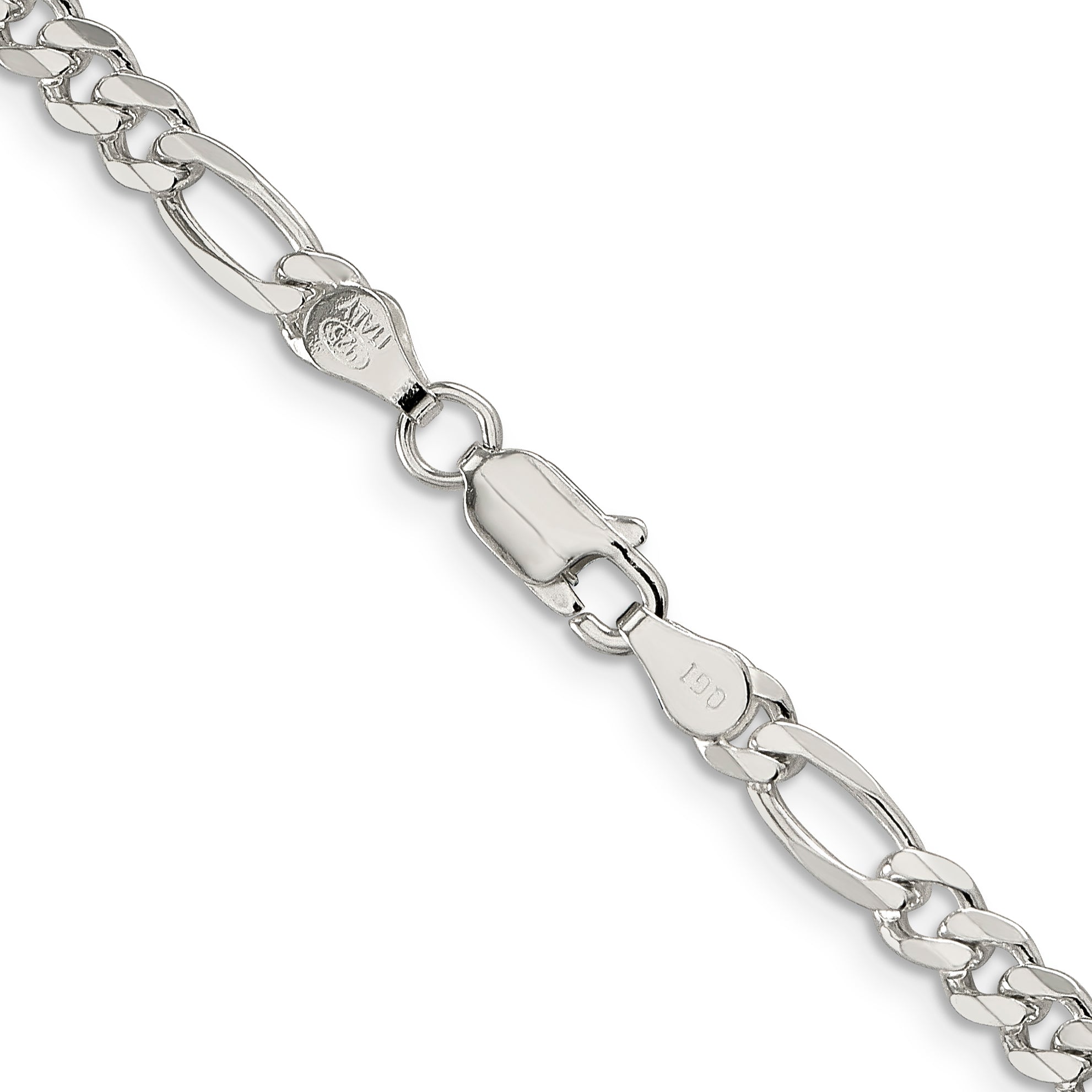 Sterling Silver 4.75mm Pav‚ Flat Figaro Chain