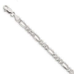 Sterling Silver 5.5mm Pav‚ Flat Figaro Chain