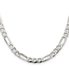 Sterling Silver 7mm Pav‚ Flat Figaro Chain