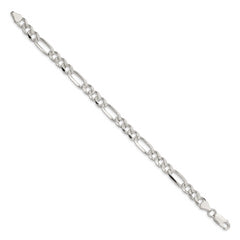 Sterling Silver 7.25mm Pav‚ Flat Figaro Chain