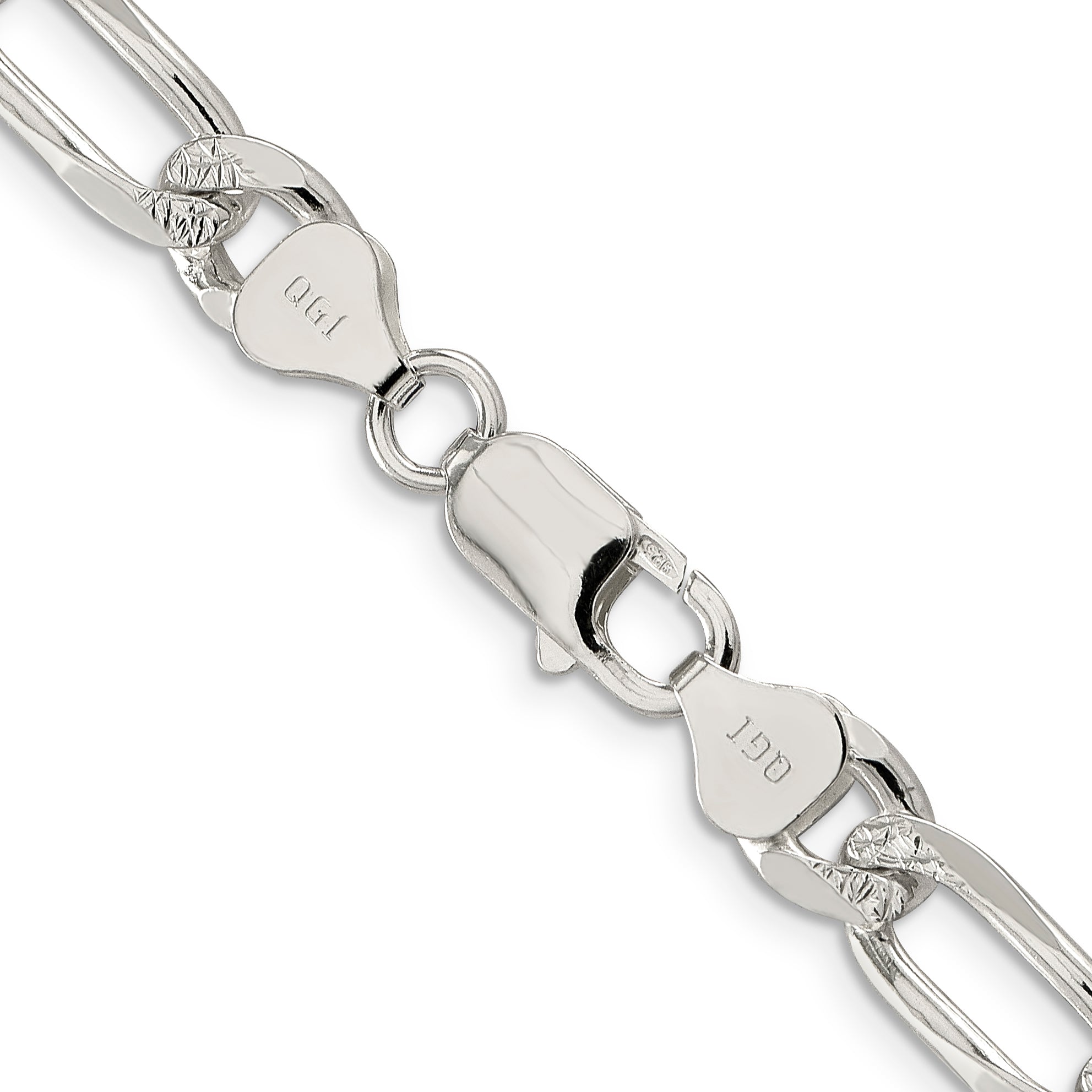 Sterling Silver 8mm Pav‚ Flat Figaro Chain