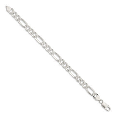 Sterling Silver 8mm Pav‚ Flat Figaro Chain