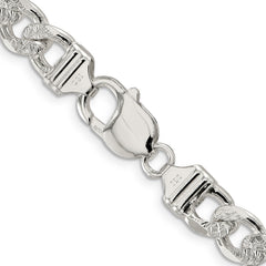 Sterling Silver 9.5mm Pav‚ Flat Figaro Chain