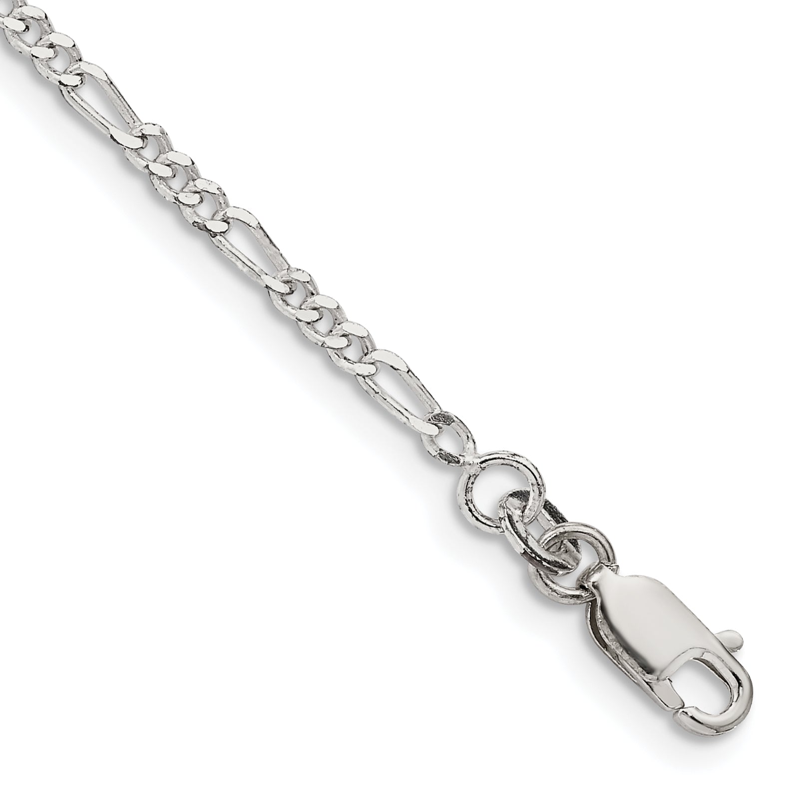 Sterling Silver 2.25mm Figaro Chain Anklet