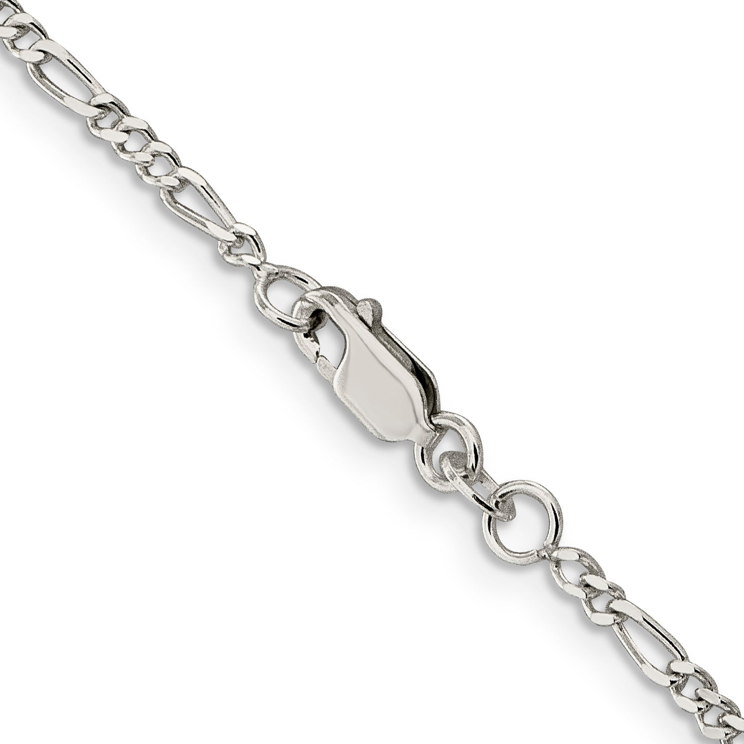 Sterling Silver Rhodium-plated 2.25mm Figaro Chain