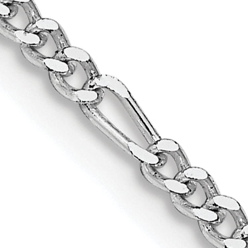 Sterling Silver Rhodium-plated 2.25mm Figaro Chain