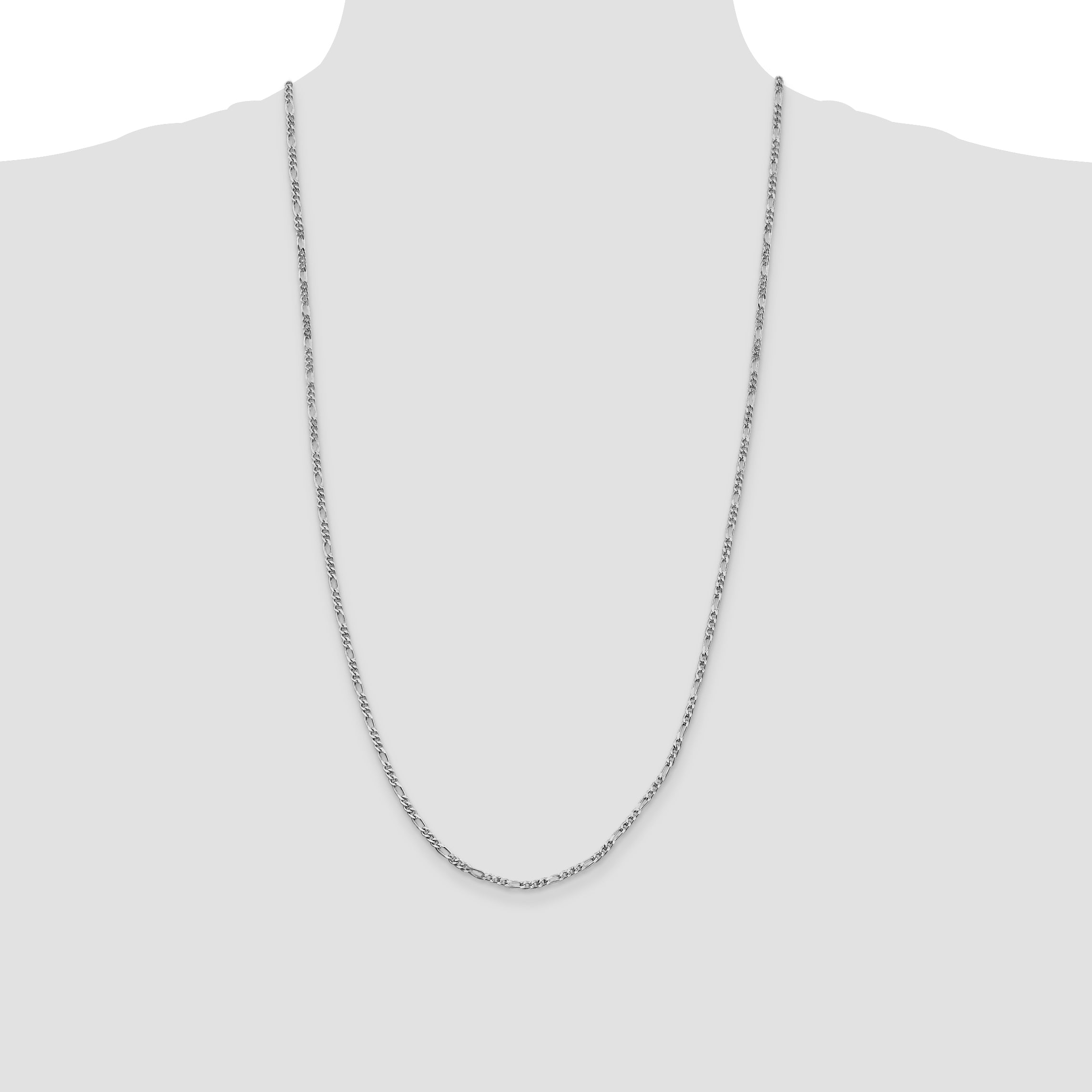 Sterling Silver Rhodium-plated 2.5mm Figaro Chain