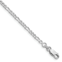 Sterling Silver Rhodium-plated 2.5mm Figaro Chain