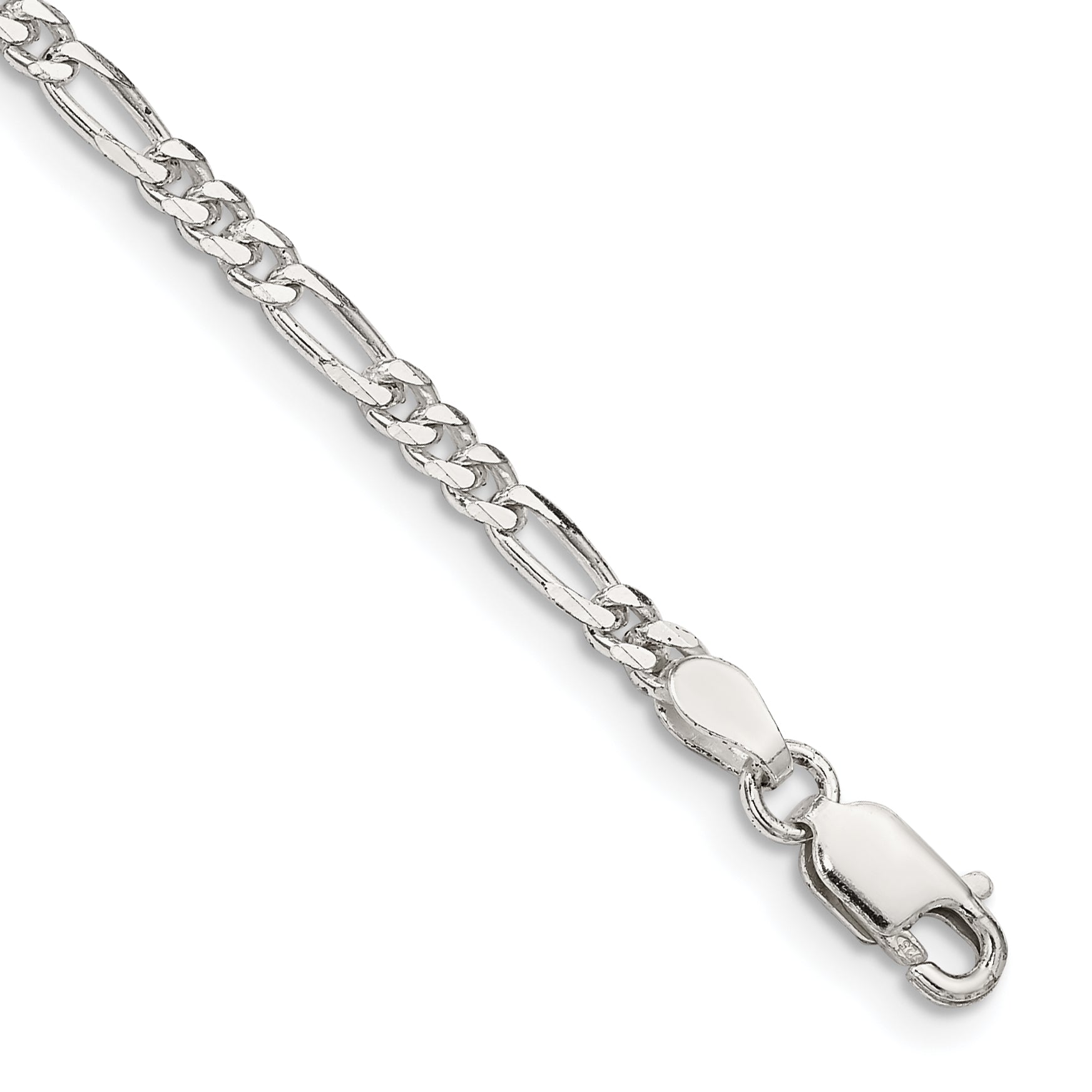 Sterling Silver 2.85mm Figaro Chain Anklet