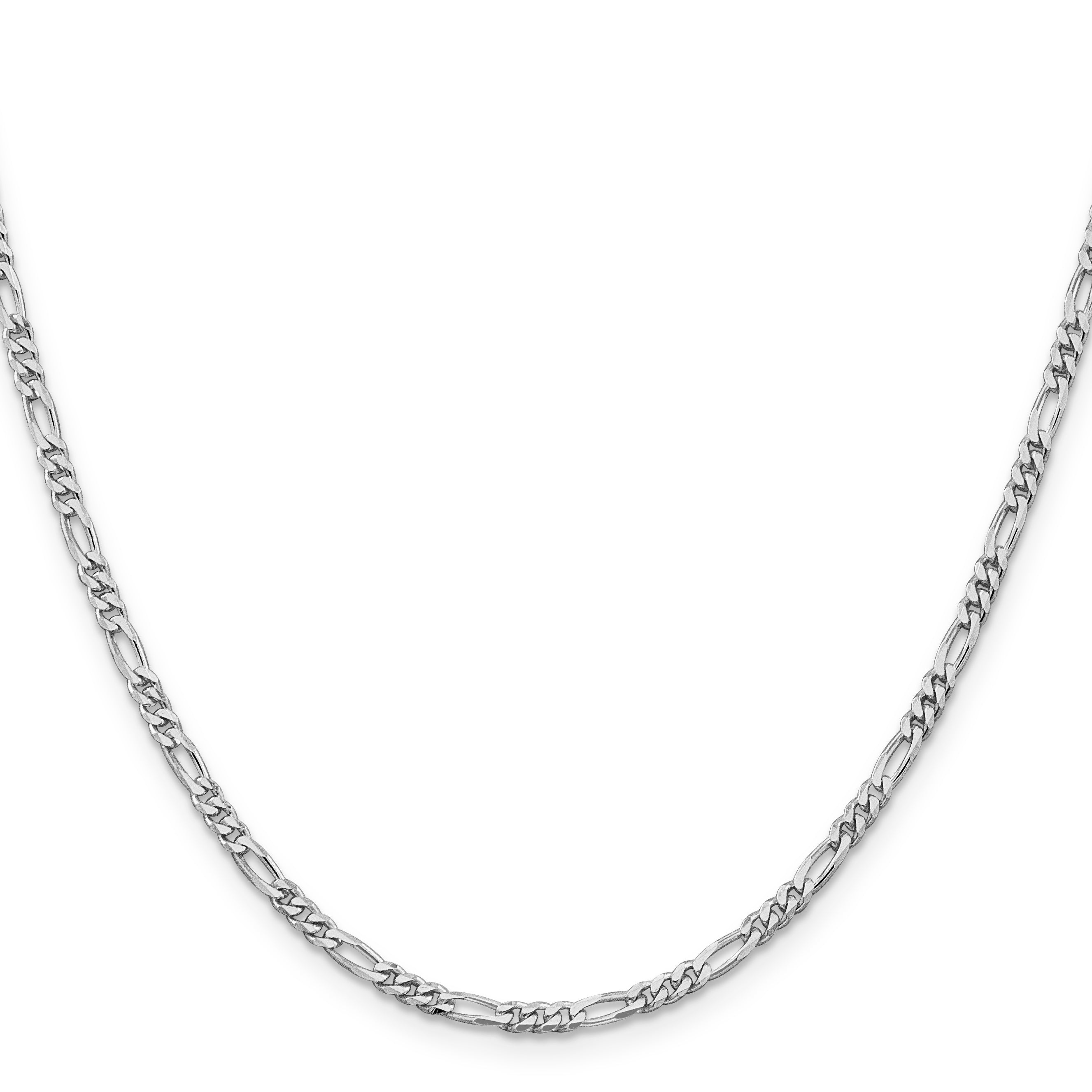 Sterling Silver Rhodium-plated 2.85mm Figaro Chain