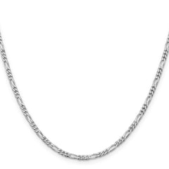 Sterling Silver Rhodium-plated 2.85mm Figaro Chain