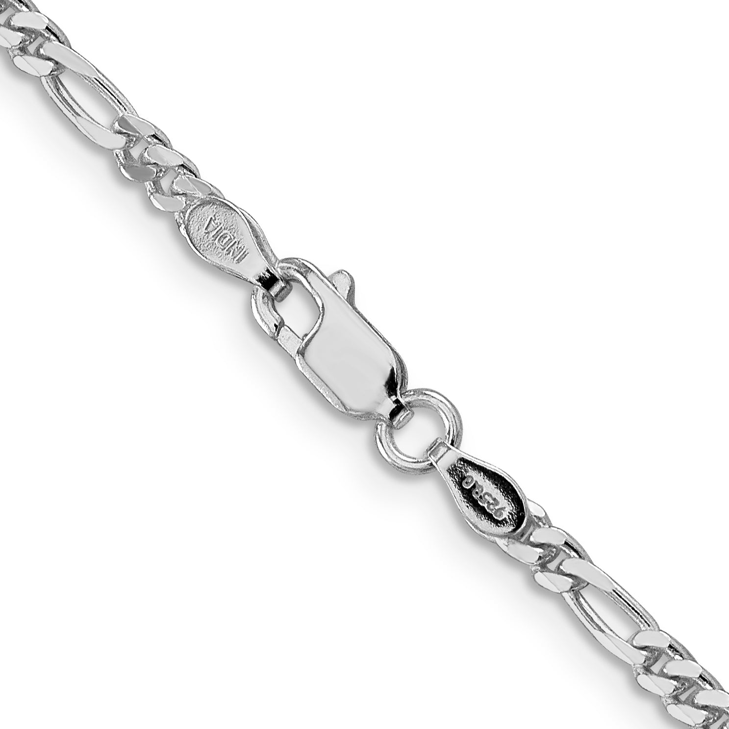 Sterling Silver Rhodium-plated 2.85mm Figaro Chain