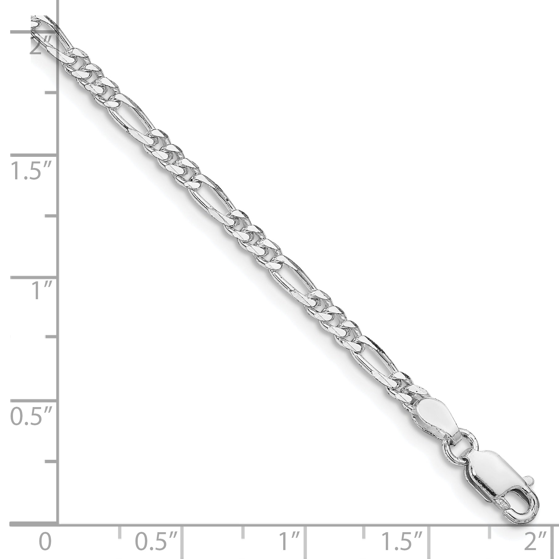 Sterling Silver Rhodium-plated 2.85mm Figaro Chain