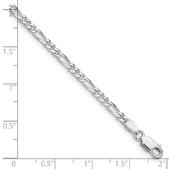 Sterling Silver Rhodium-plated 2.85mm Figaro Chain