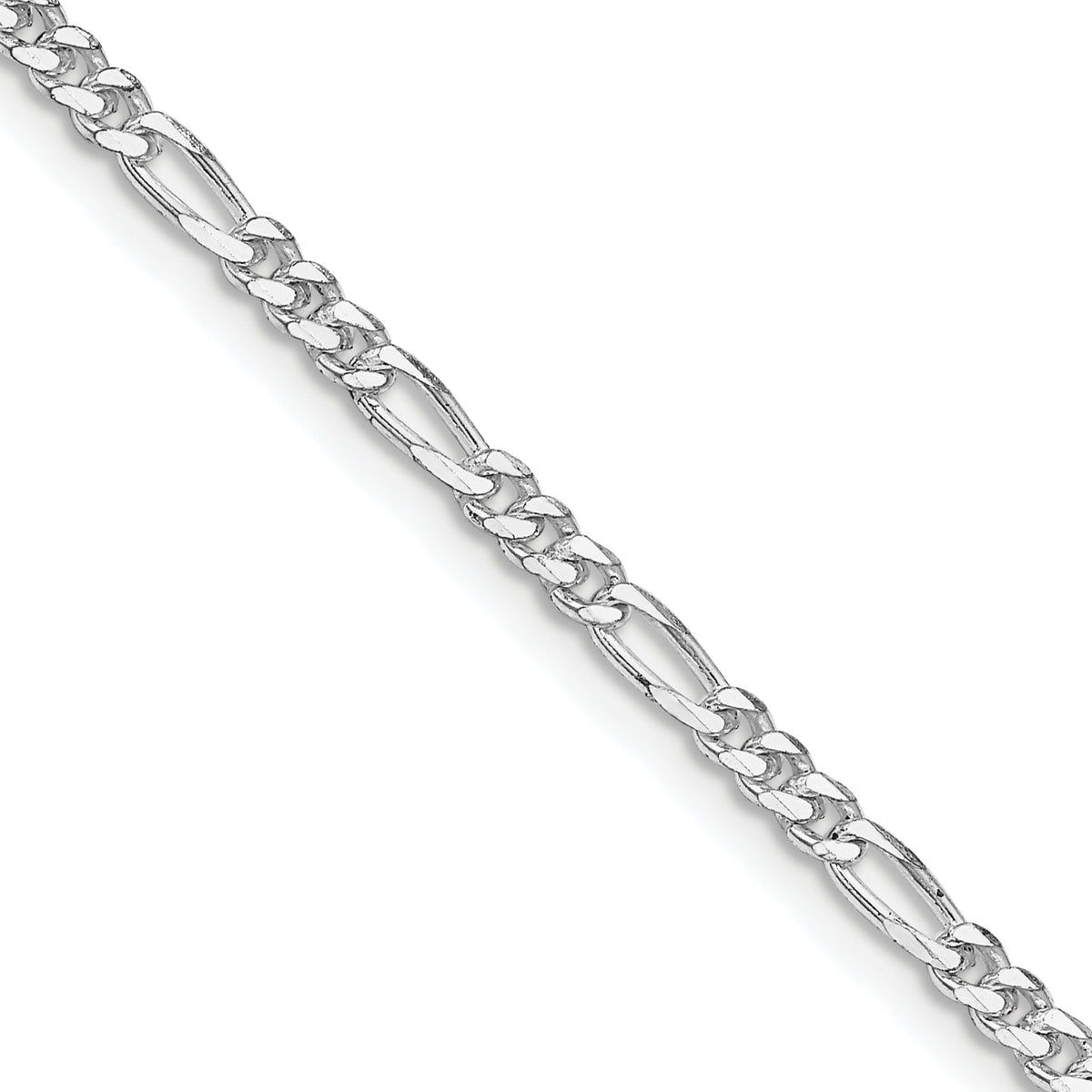 Sterling Silver Rhodium-plated 2.85mm Figaro Chain