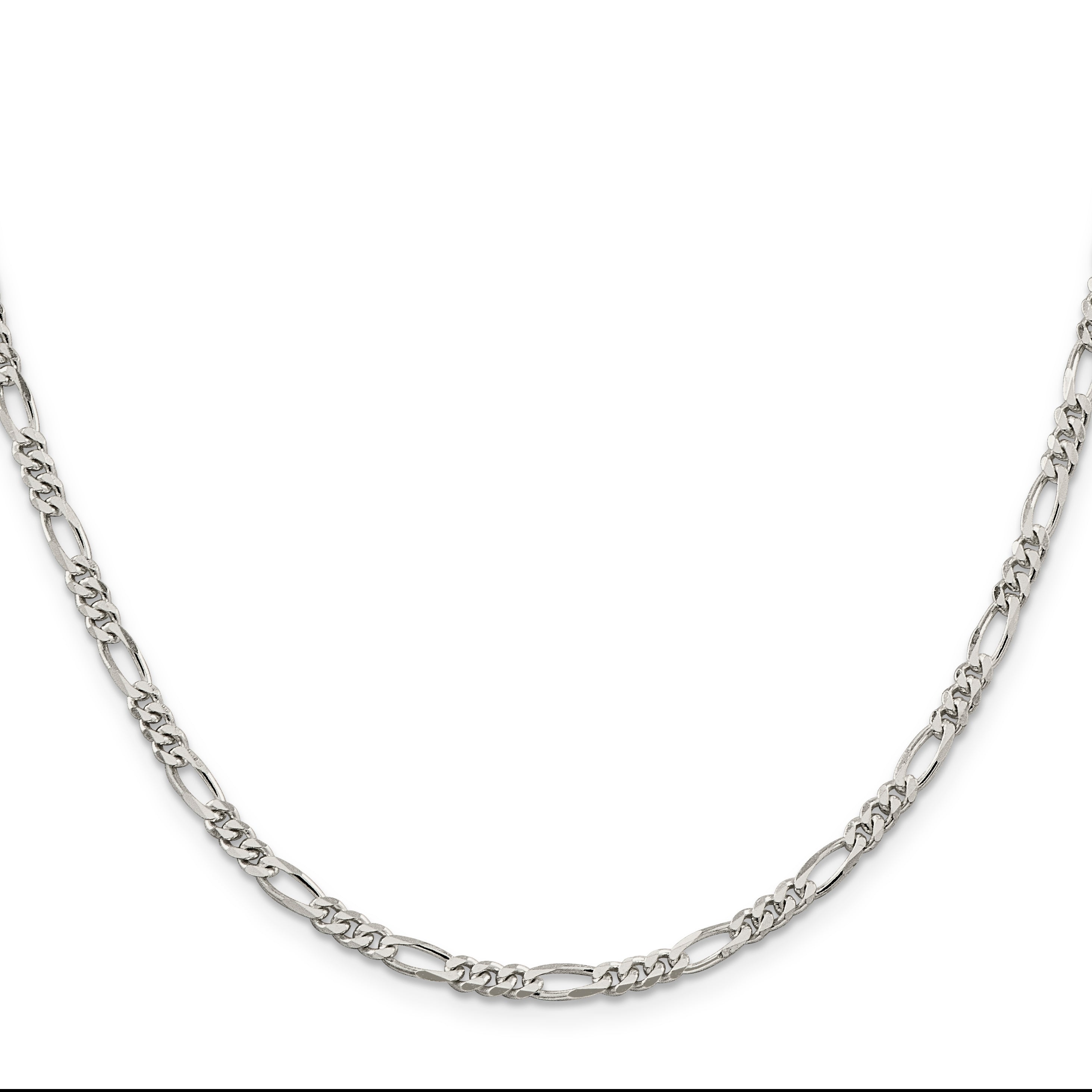 Sterling Silver Rhodium-plated 3.5mm Figaro Chain