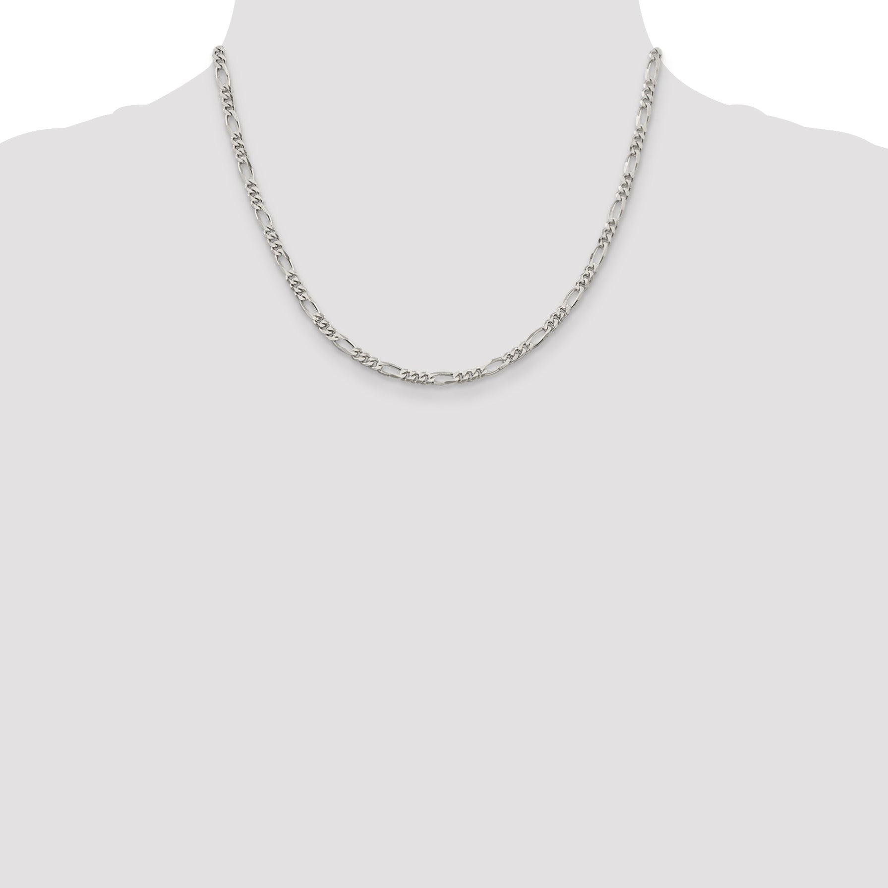 Sterling Silver Rhodium-plated 3.5mm Figaro Chain