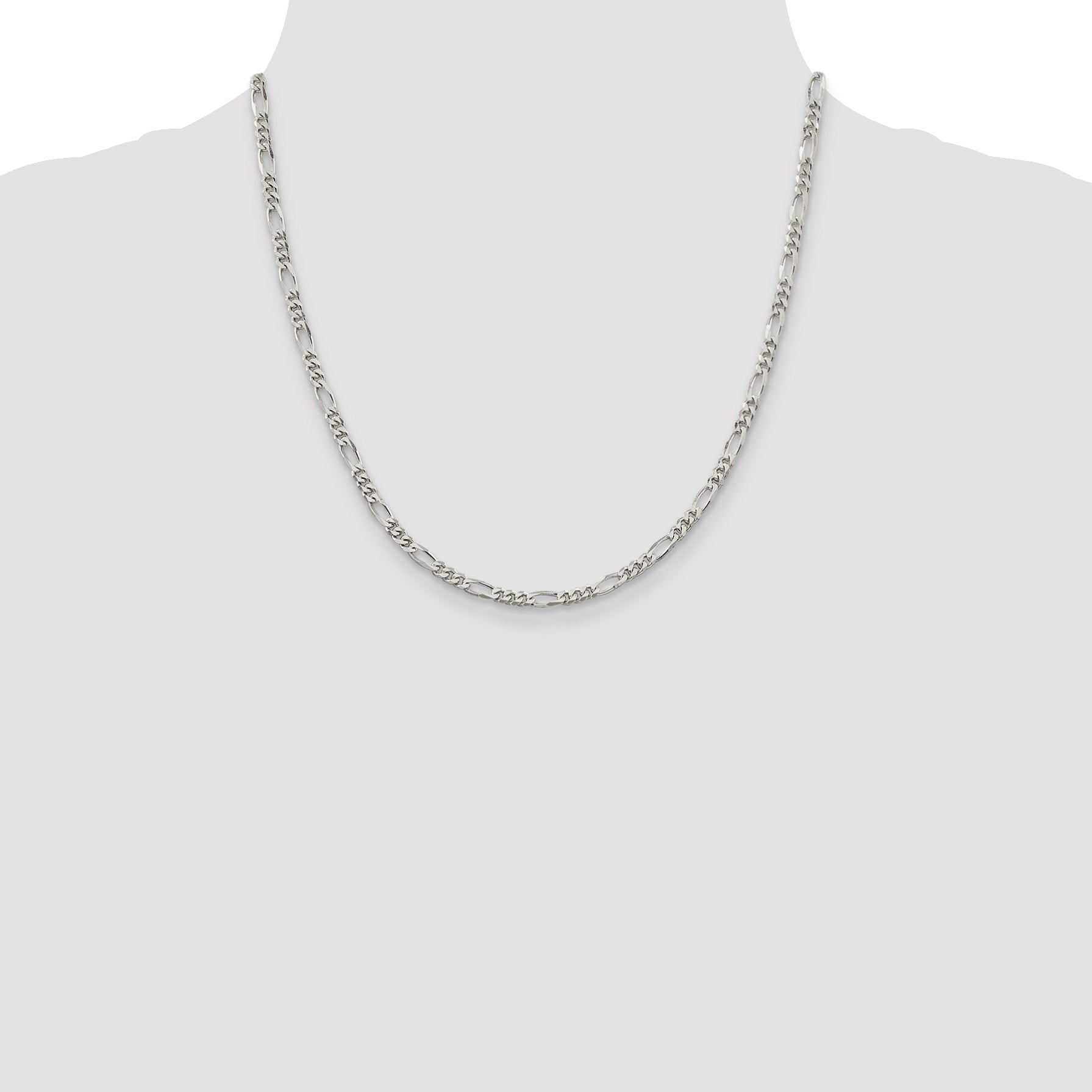 Sterling Silver Rhodium-plated 3.5mm Figaro Chain