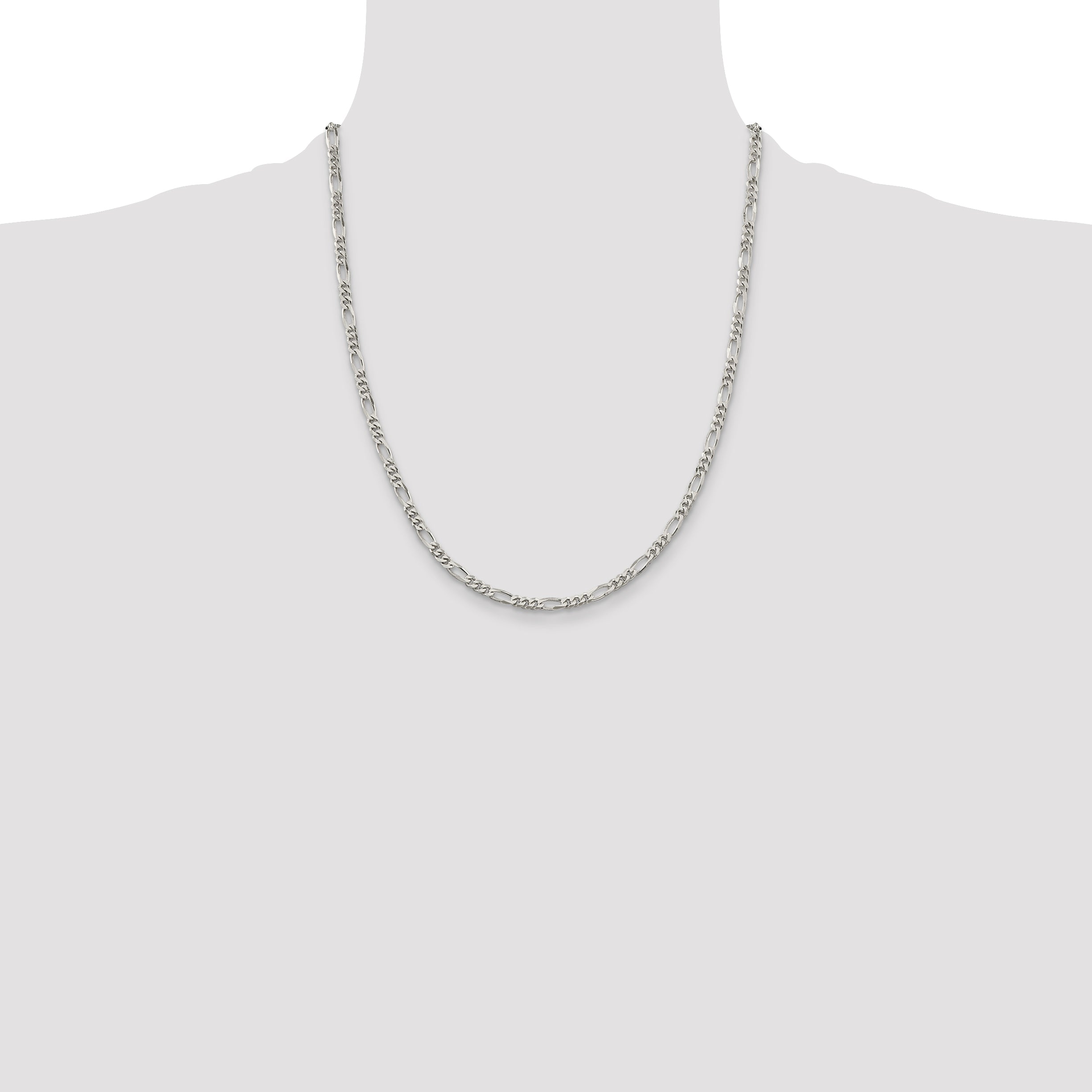 Sterling Silver Rhodium-plated 3.5mm Figaro Chain